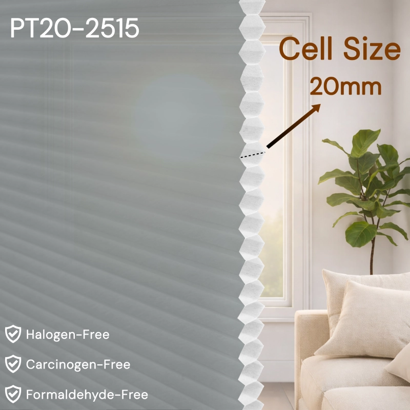 20 mm Dove Grey Light Filtering Cellular Shade Fabric
