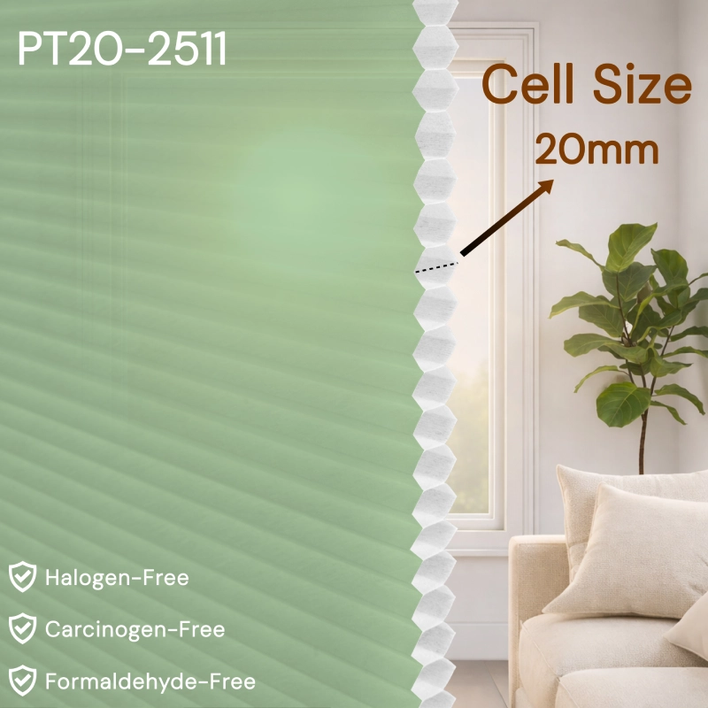 20 mm Green Light-Filtering Cellular Shade Fabric
