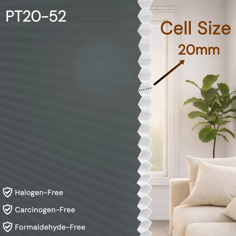 20 mm Grey Light-Filtering Cellular Shade Fabric

