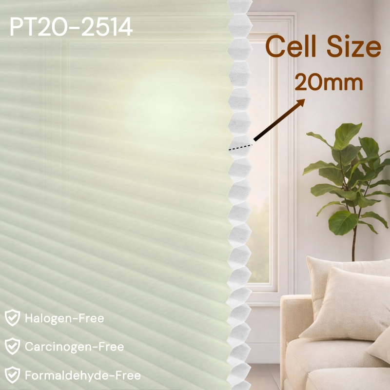 20 mm Light Green Light-Filtering Cellular Shade Fabric

