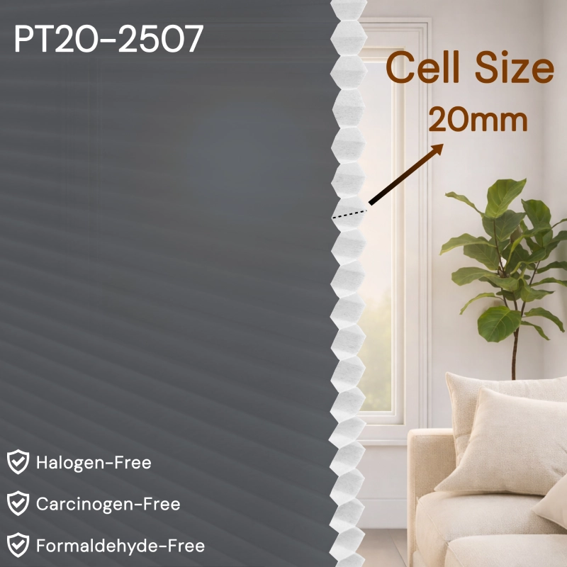 20 mm Light Grey Light-Filtering Cellular Shade Fabric
