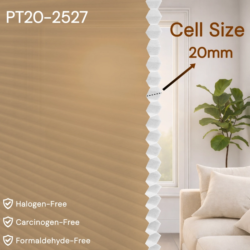 20 mm Mocha Light Filtering Cellular Shade Fabric
