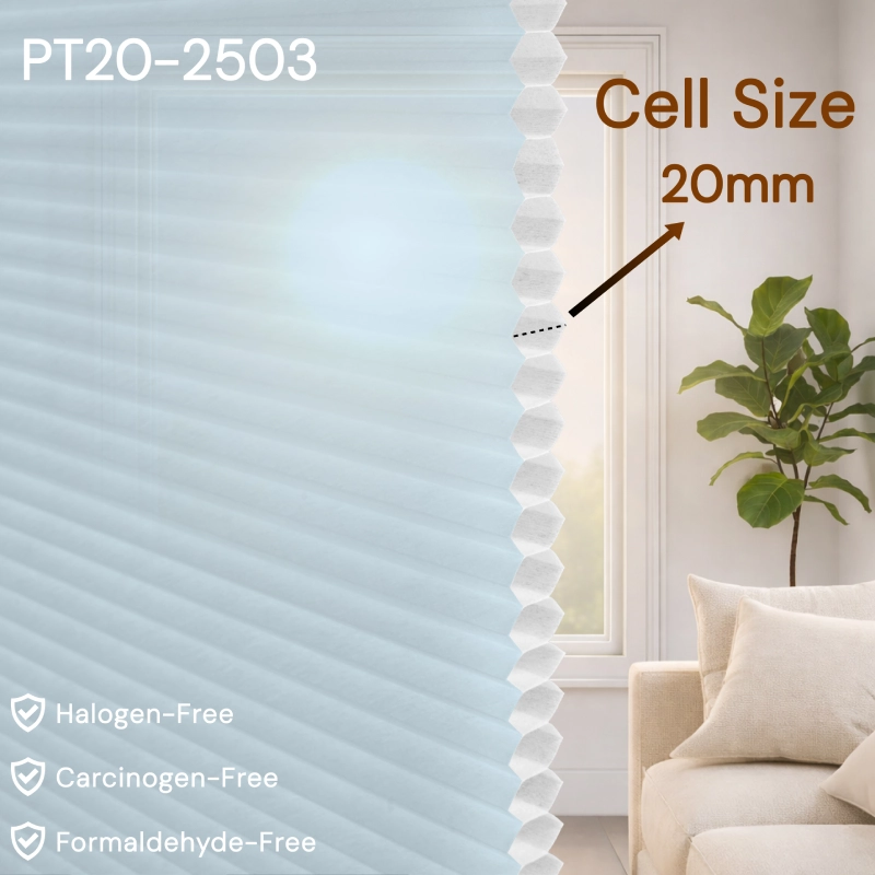 20 mm Powder Blue Light Filtering Cellular Shade Fabric
