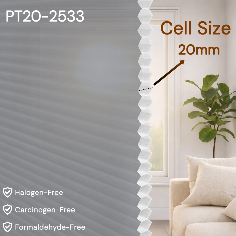20 mm Silver Grey Light Filtering Cellular Shade Fabric
