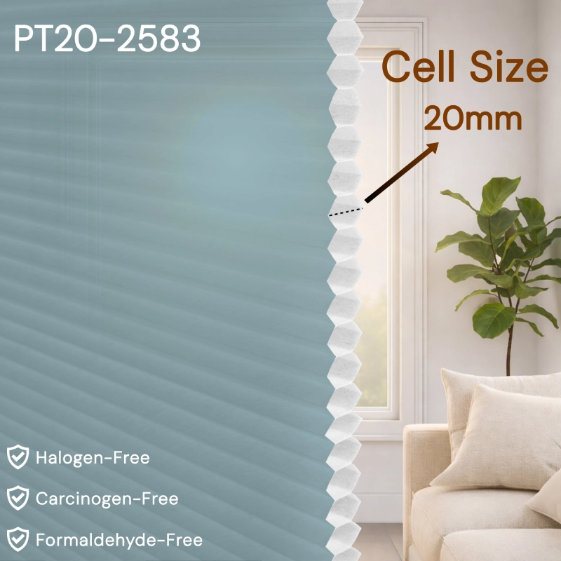 20 mm Steel Blue Light Filtering Cellular Shade Fabric
