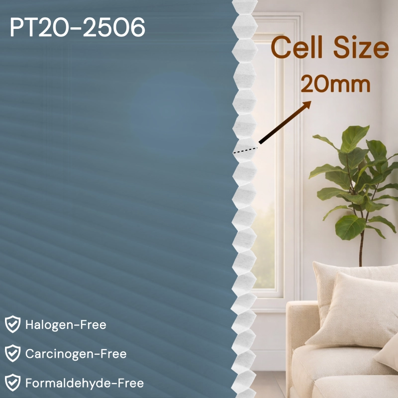 20 mm Denim Blue Light Filtering Cellular Shade Fabric
