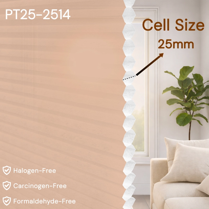 25 mm Apricot Light-Filtering Cellular Shade Fabric
