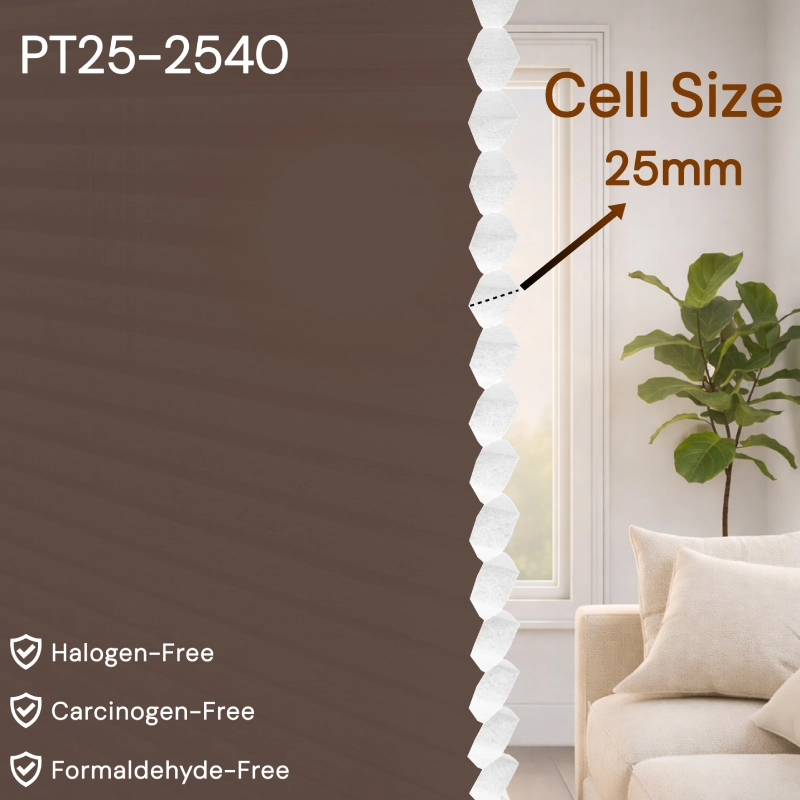 25 mm Brown Light Filtering Cellular Shade Fabric
