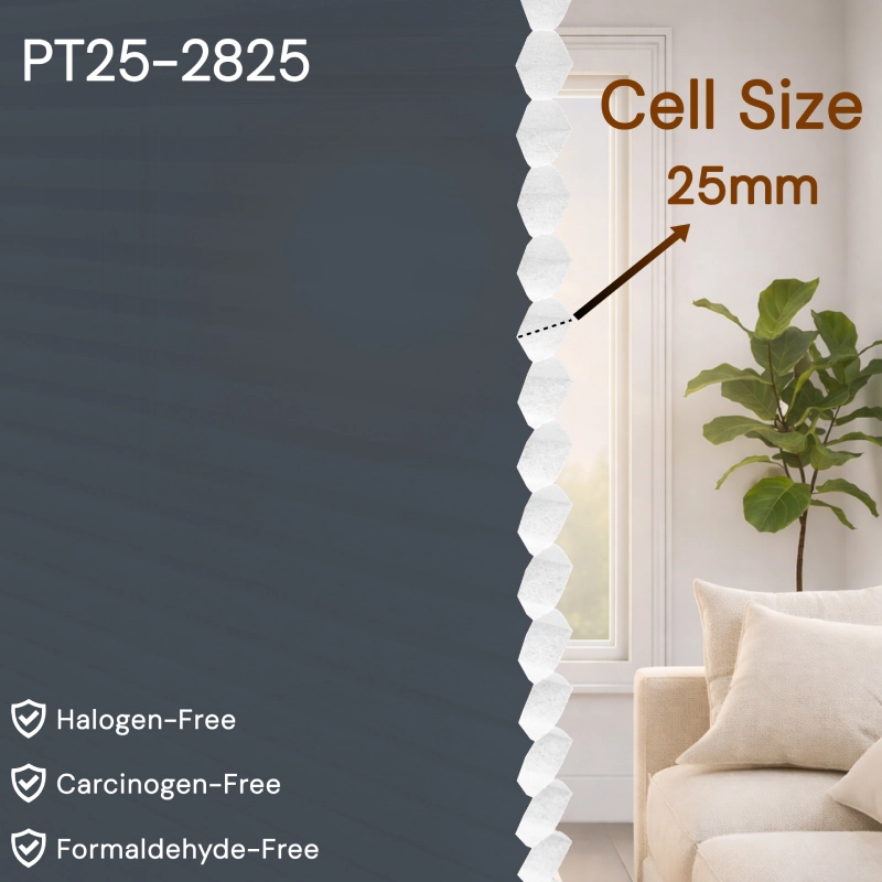 25 mm Charcoal Light-Filtering Cellular Shade Fabric
