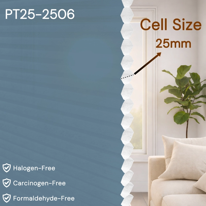 25 mm Denim Blue Light Filtering Cellular Shade Fabric

