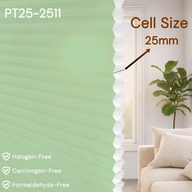 25 mm Green Light-Filtering Cellular Shade Fabric
