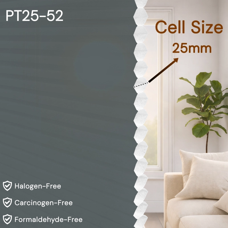 25 mm Grey Light-Filtering Cellular Shade Fabric
