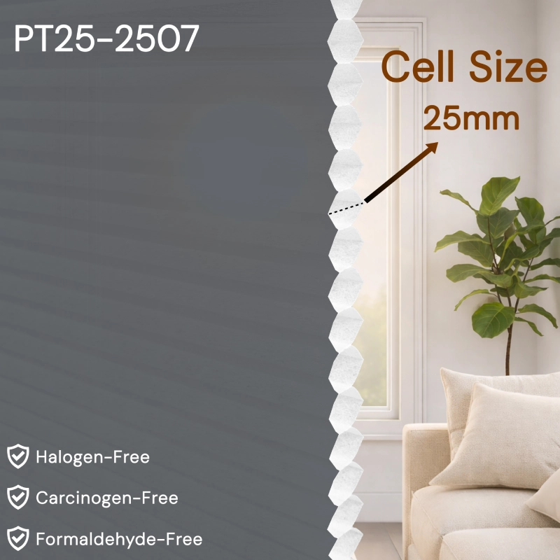 25 mm Light Grey Light-Filtering Cellular Shade Fabric
