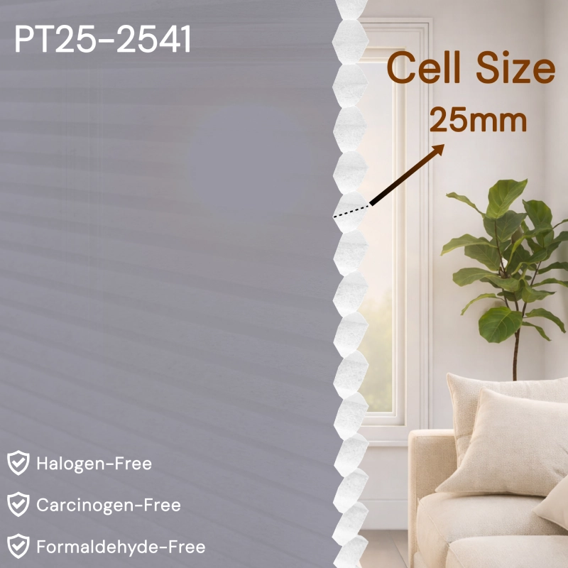 25 mm Mauve Grey Light-Filtering Cellular Shade Fabric

