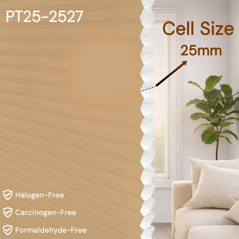25 mm Mocha Light Filtering Cellular Shade Fabric
