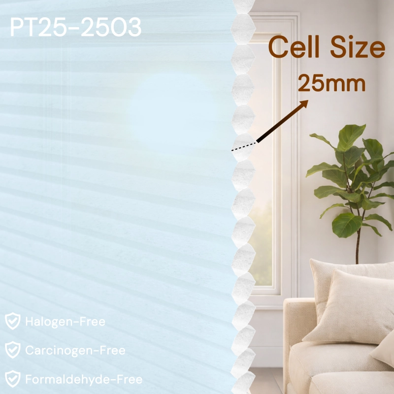 25 mm Powder Blue Light-Filtering Cellular Shade Fabric