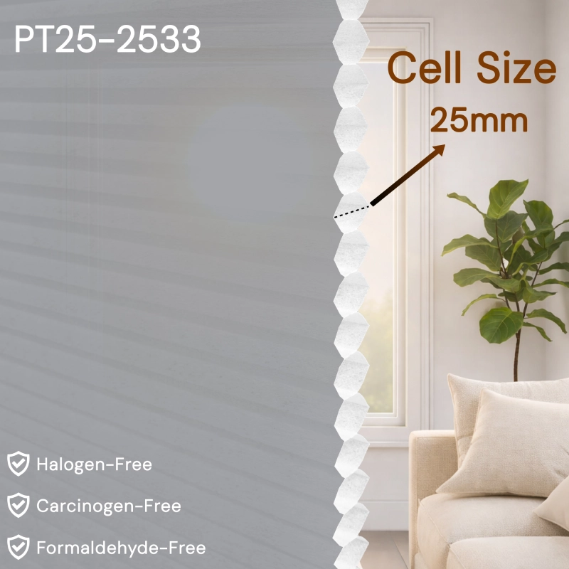 25 mm Silver Grey Light Filtering Cellular Shade Fabric
