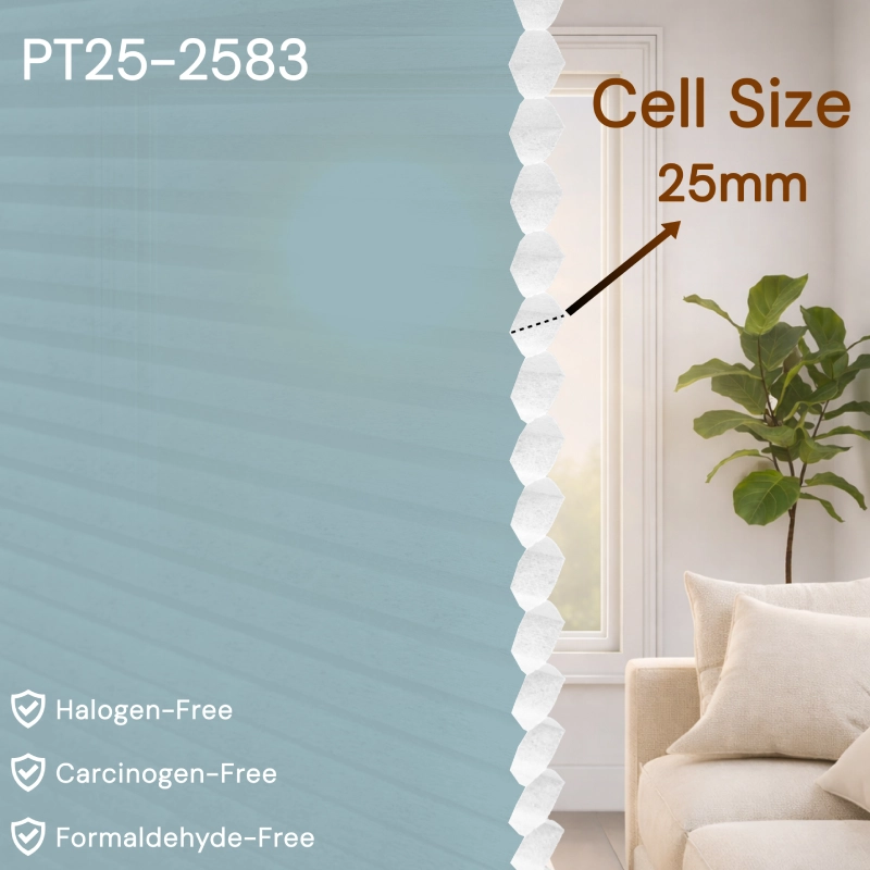 25 mm Steel Blue Light Filtering Cellular Shade Fabric
