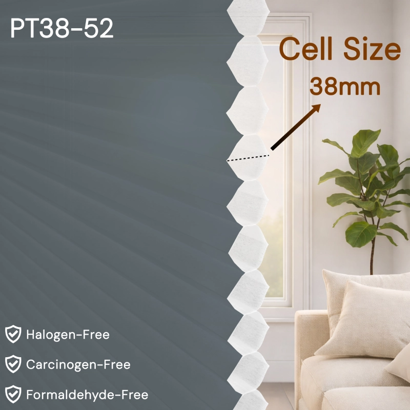 38 mm Dark Grey Light-Filtering Cellular Shade Fabric
