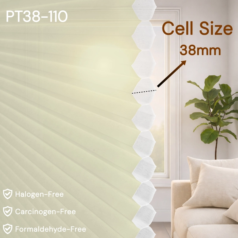 38 mm Yellow Light-Filtering Cellular Shade Fabric