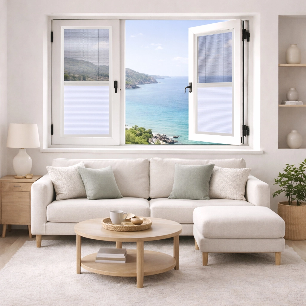 Day and Night Cellular Shade for Casement Window with All-in-One Rail