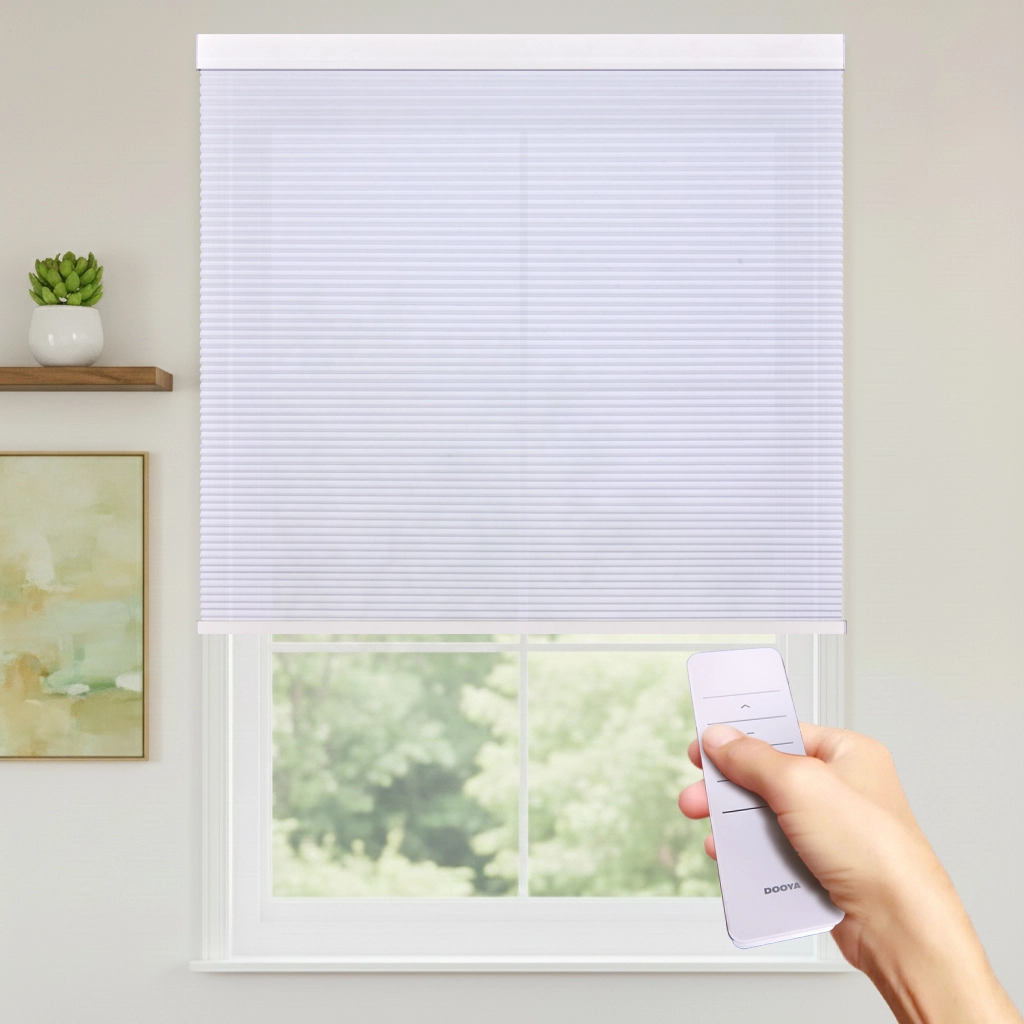 Motorized Light Filtering Cellular Shade for Window