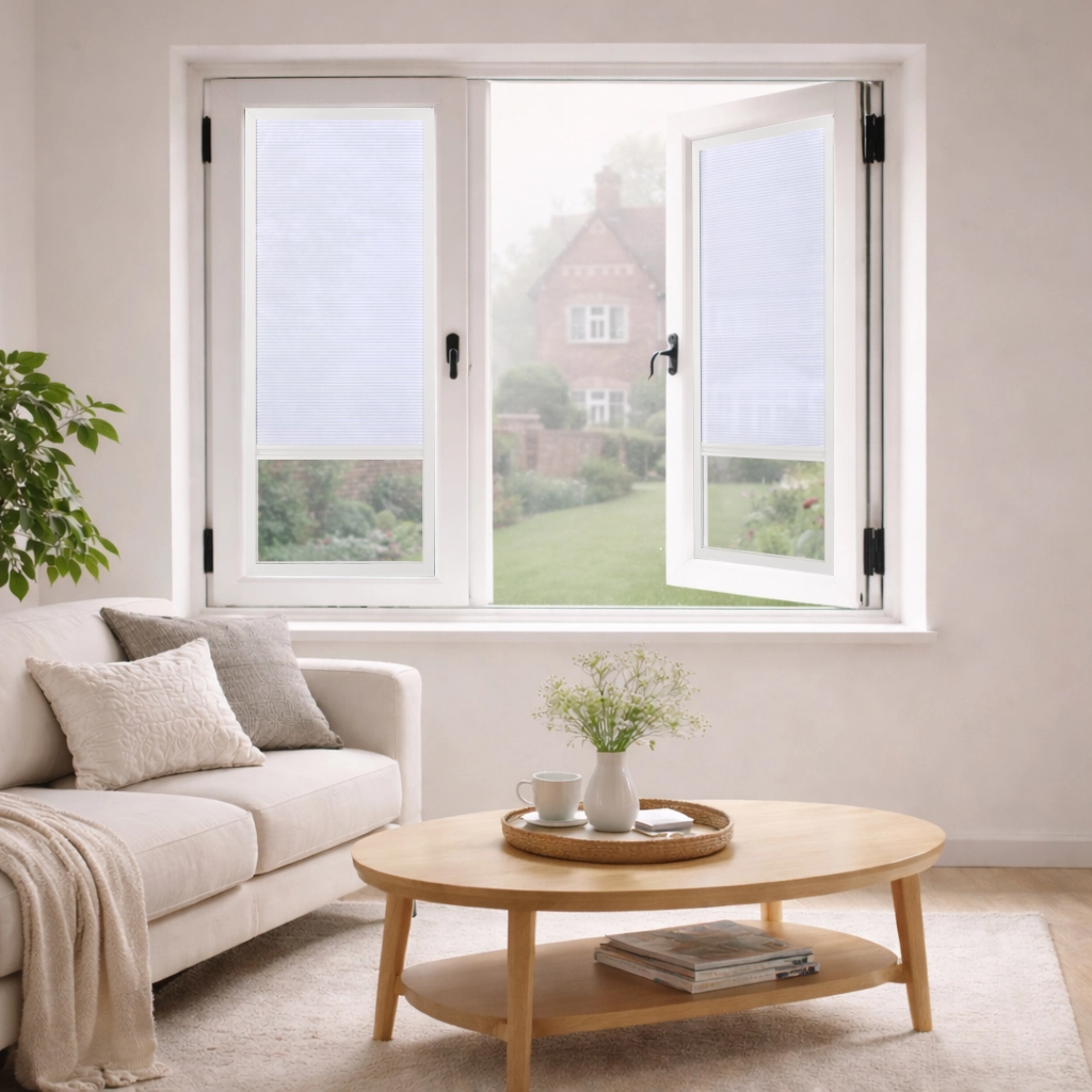 Light Filtering Cellular Shade for Casement Window with All-in-One Rail