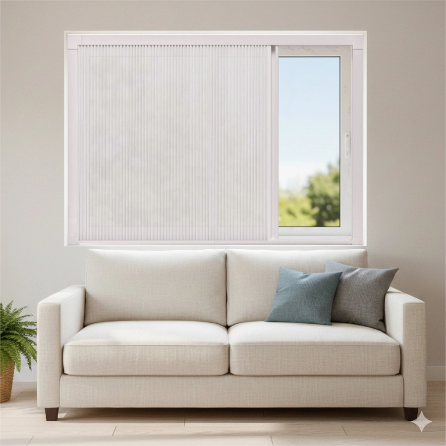 Light Filtering Cellular Shade for Sliding Window in Living Room